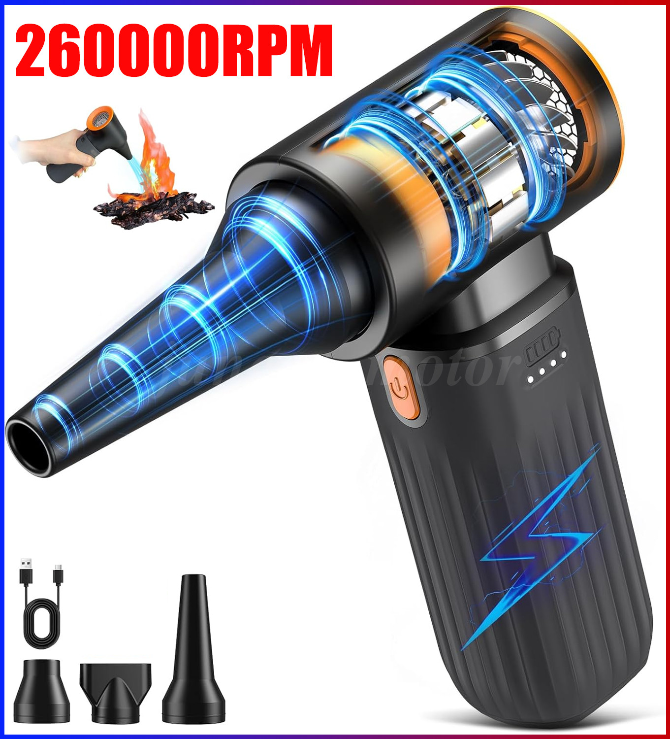 260000RPM Electric Air Duster Cordless Mini Jet Dry Blower Portable Turbo Fan US