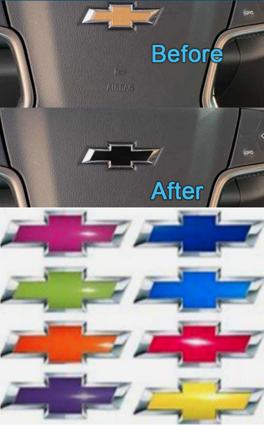 Precut Steering Wheel Bowtie Overlay Color Decal 2014- 2026 Chevy Silverado (2)