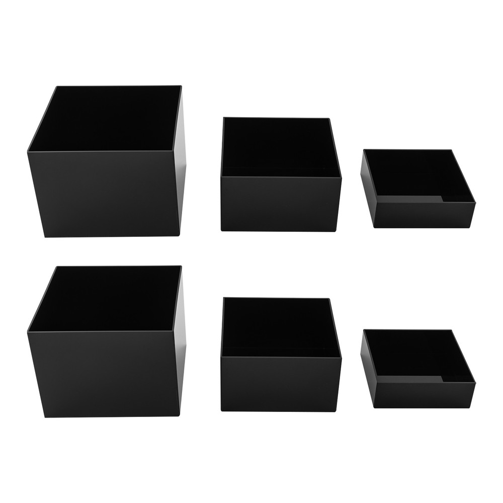 6Pcs Acrylic Display Risers Acrylic Boxes Acrylic Display Nesting Cubes Black