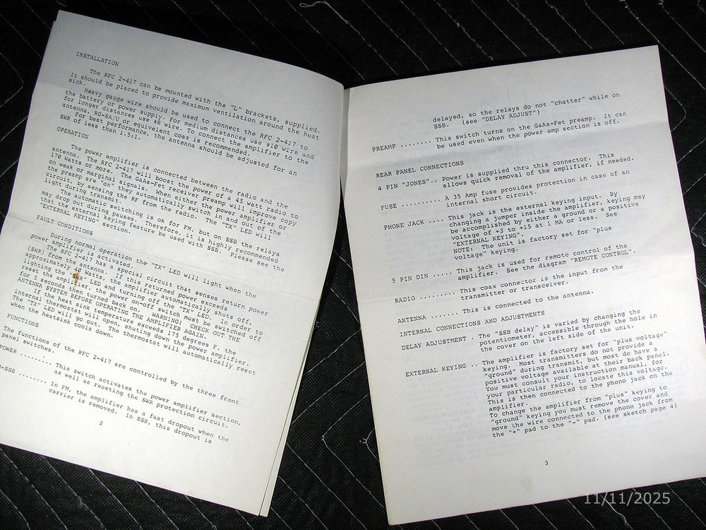 RF Concepts RFC 2-417 2 Meter Power Amplifier Manual