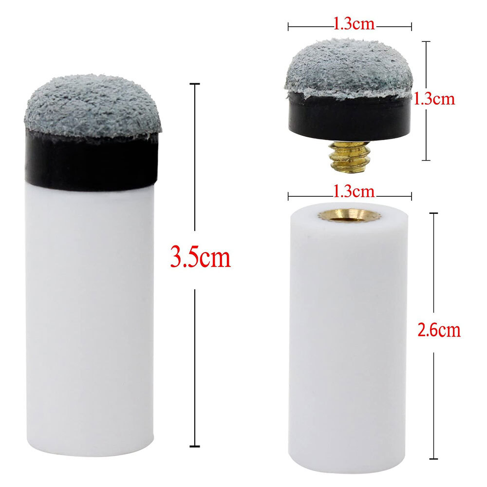 10Pcs Soft Grey Cue Tips Billiard Replacement Screw-On Tips Pool Cue Stick 13mm