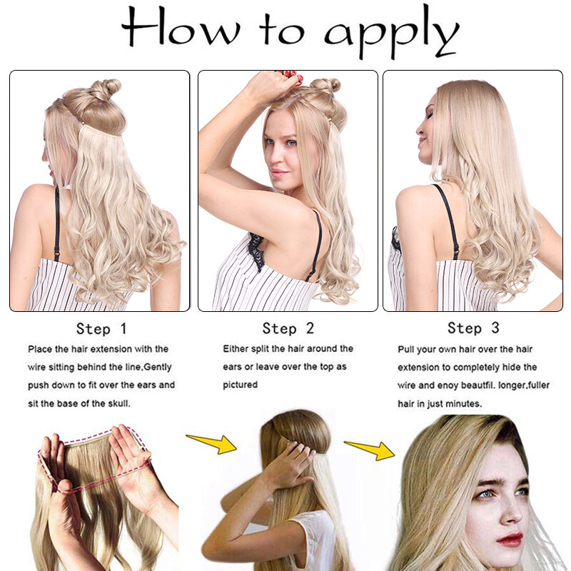 100% Real Natural as Human Invisible Wire in Hair Extensions One Piece & Ring US