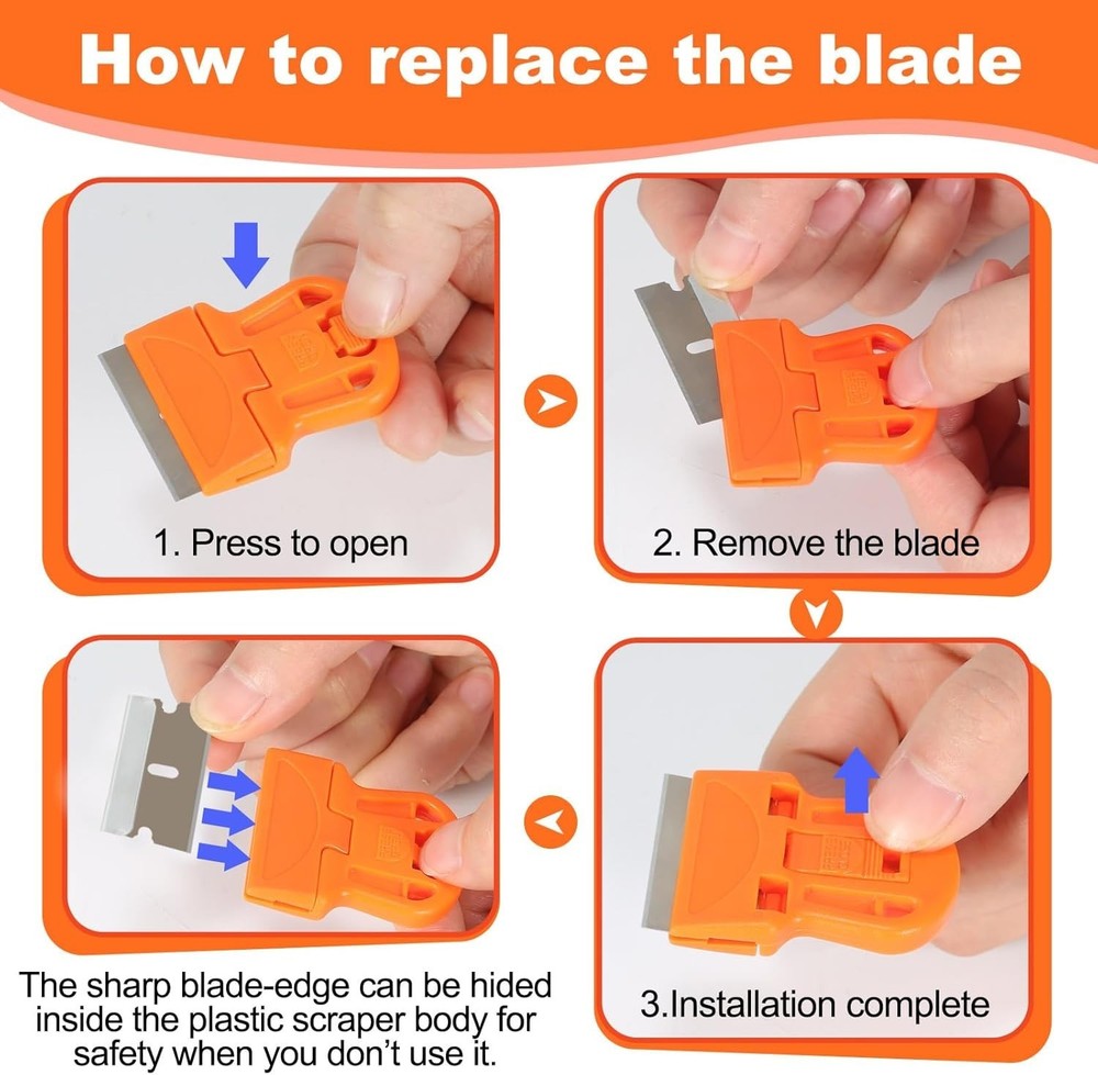 WEGAZ-4 Pcs Mini Plastic Razor Blade Scraper Tool-Suitable for Cleaning Windows