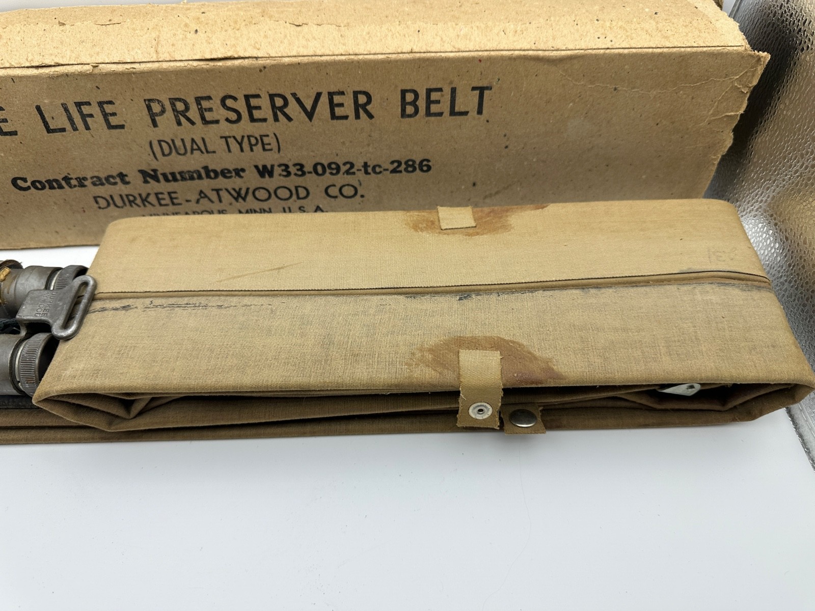 Vintage Durkee Atwood USN Inflatable Life Preserver Belt WWII D Day Military NEW