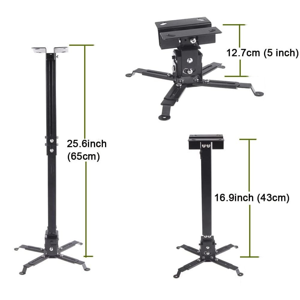 Projector Mount Wall Ceiling Bracket Adjustable Height Tilt Extendable Arms DLP