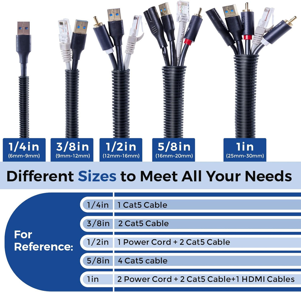Wire Loom 1/2 Inch 10Ft, Split Loom, Cord Protectors from Pets, Wire Protector