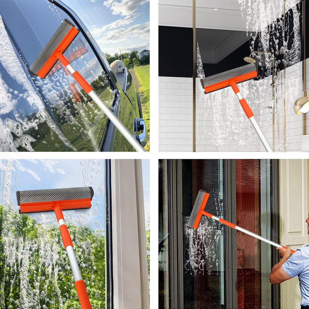 Window Squeegee for Window Cleaning with Retractable Pole, Squeegee Window Clean