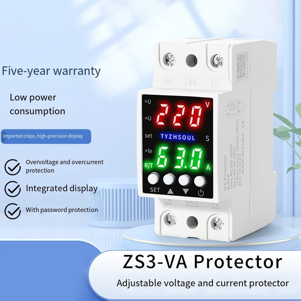 Dual LCD Voltage Protector with Smart Over Under Current Electrical Protection