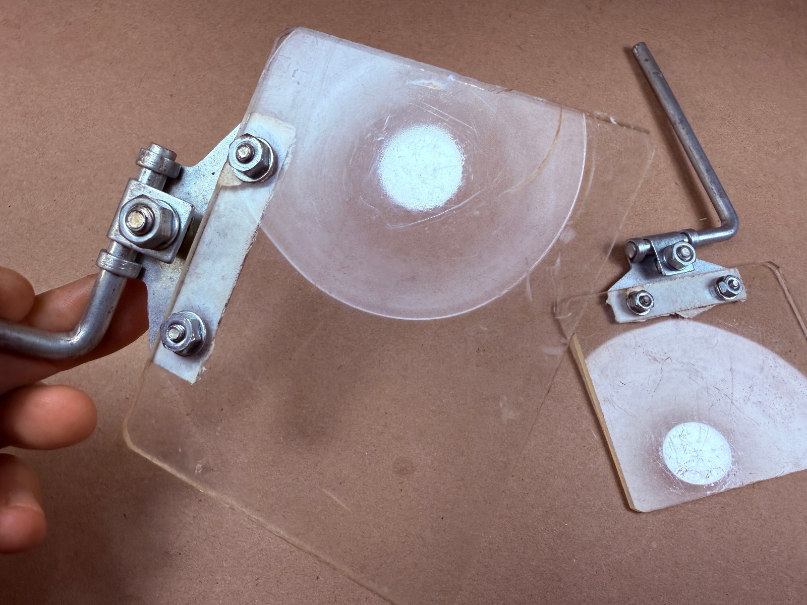 Pair Used Baldor Compatable Bench Grinder Eye Shield 4" X 3-1/4” w/ Bracket