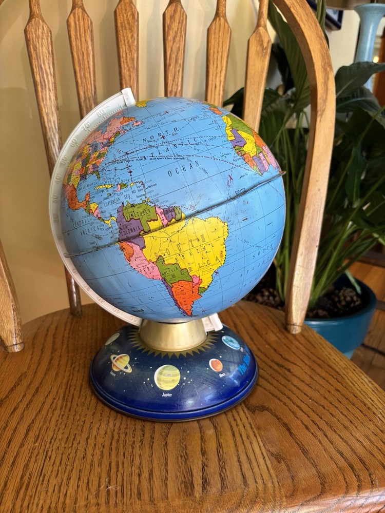 vintage the blue planet tin globe