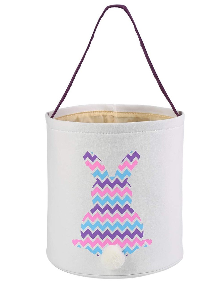 E-FirstFeeling Canvas Easter Bunny Basket, Large Empty Easter Basket for Egg ...