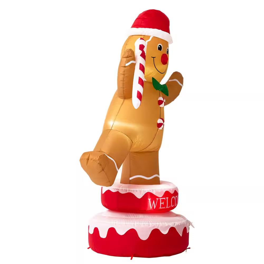 6 Ft. Lighted Inflatable Rotating Gingerbread Man Decor