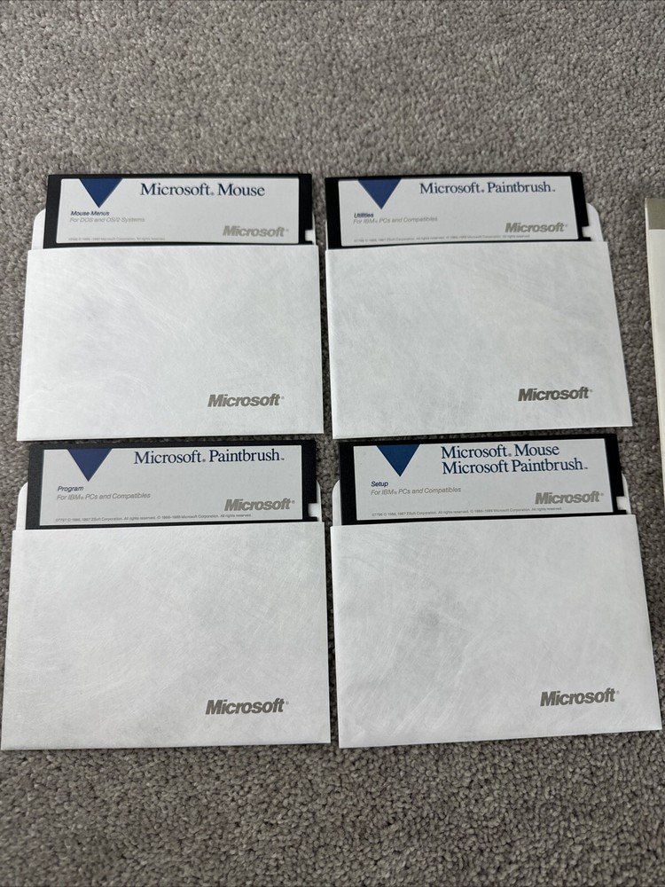 Rare Microsoft Paintbrush Software 4 Floppy Disks