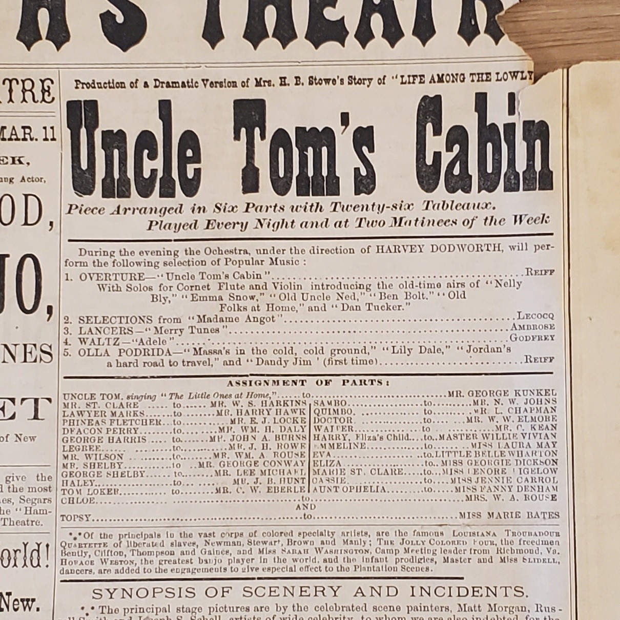 5159----1878 Booth's Theatre program NYC - Uncle Tom's Cabin