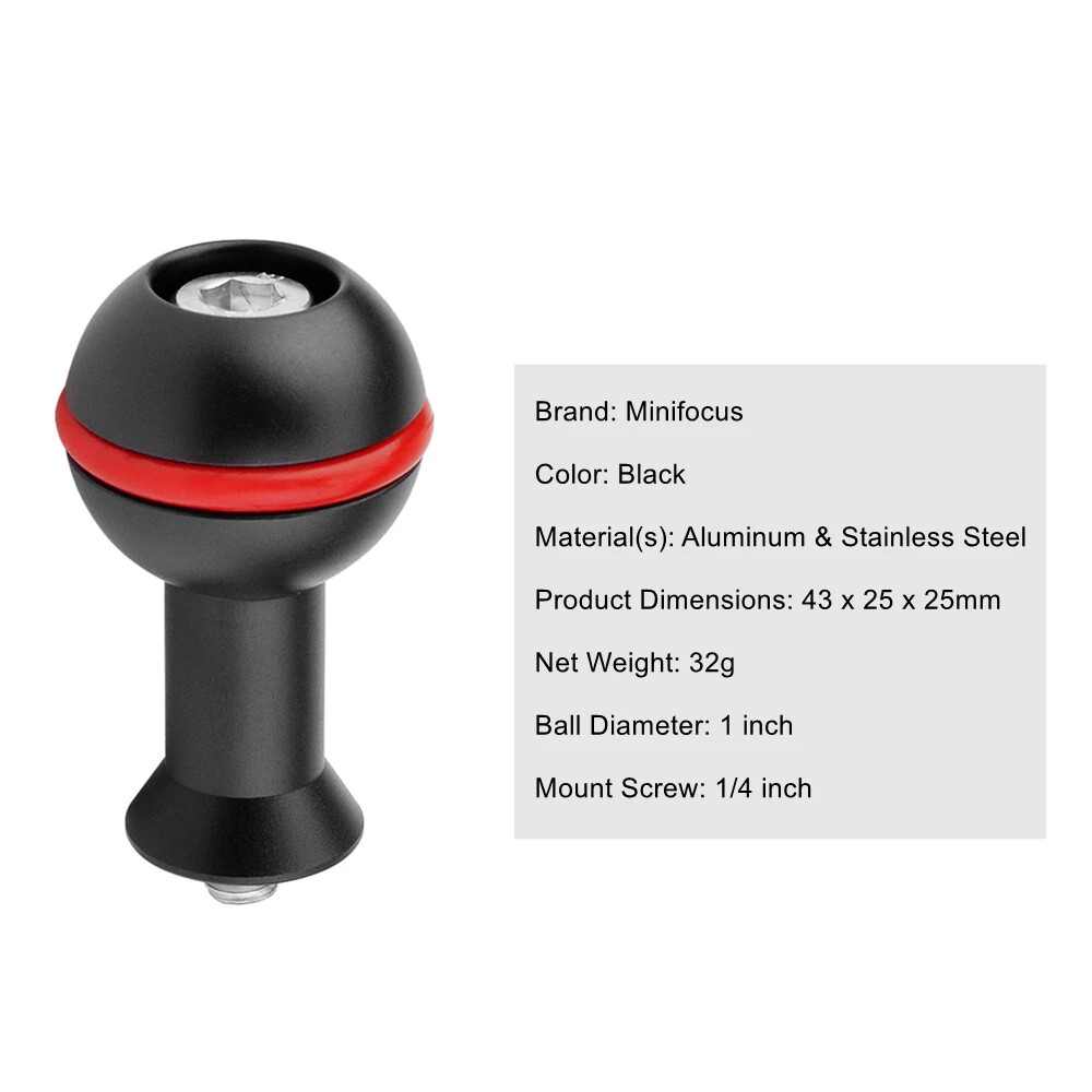 Underwater Ball Head Arm for Diving Camera Tray Strobe Video Flashlight Dive