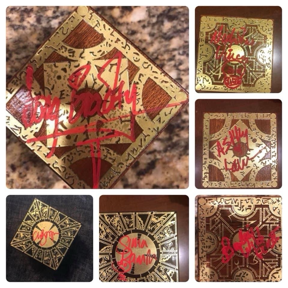 CLIVE BARKER AND CAST SIGNED HELLRAISER PINHEAD PUZZLE BOX