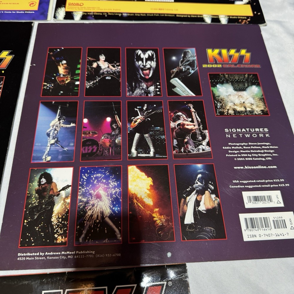 Vintage 90’s KISS Memorabilia Calendars Lot Of 8 ~ 1997 - 2004 VG Condition