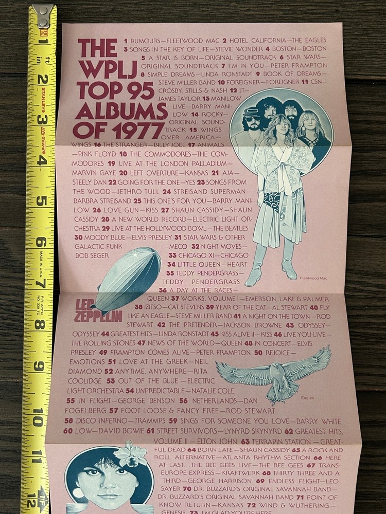 KISS Radio Survey Love Gun Top Albums 1977 WPLJ Vintage Kiss Aucoin Stevie Nicks