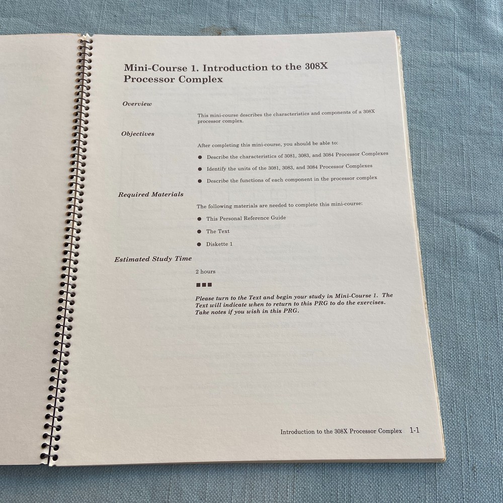 IBM SRA Computer Training Library 308X Hardware Operator Reference Guide Vintage