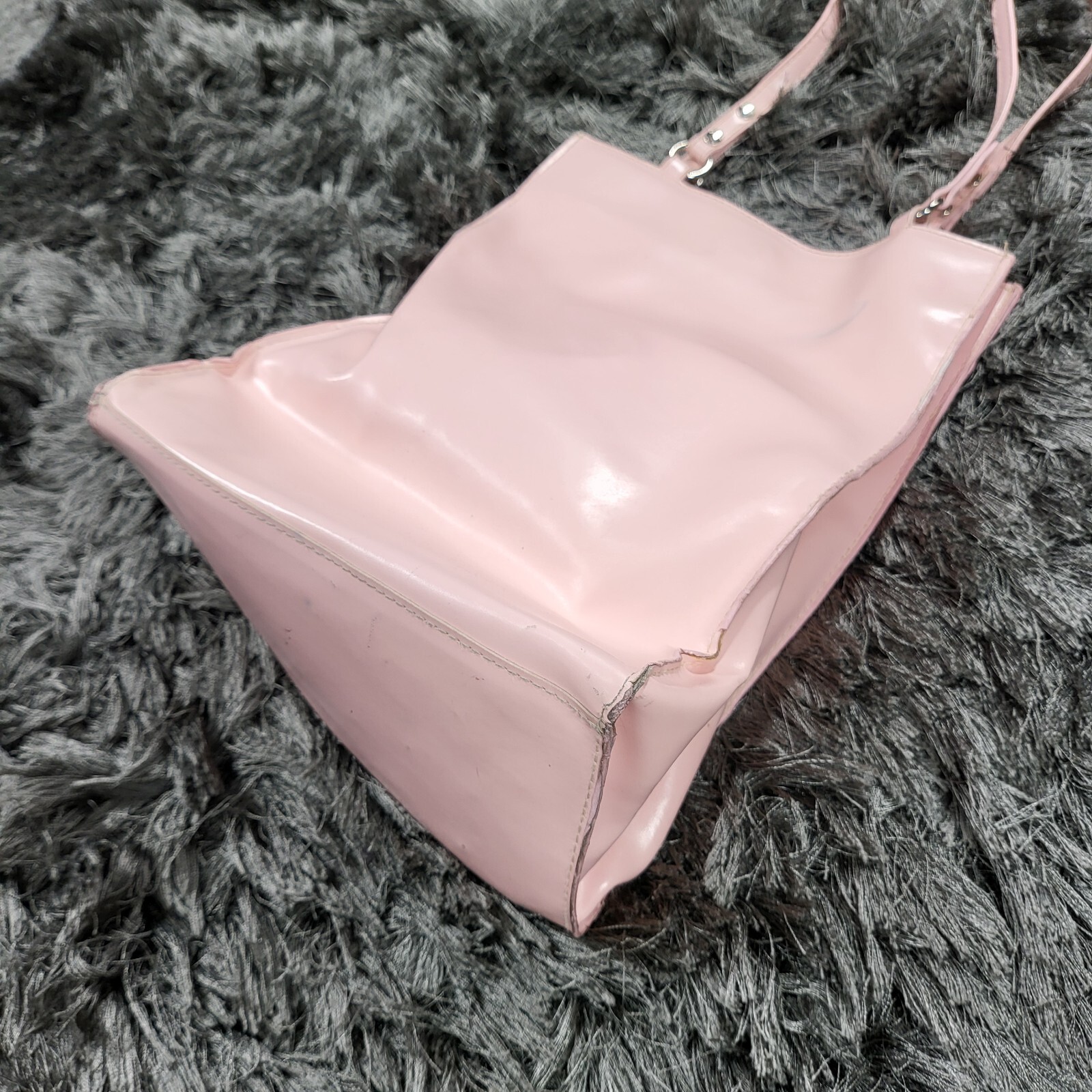 Vintage Walt Disney Sleeping Beauty Vinyl Tote Bag Blue Double Handle 9x12 Flaw