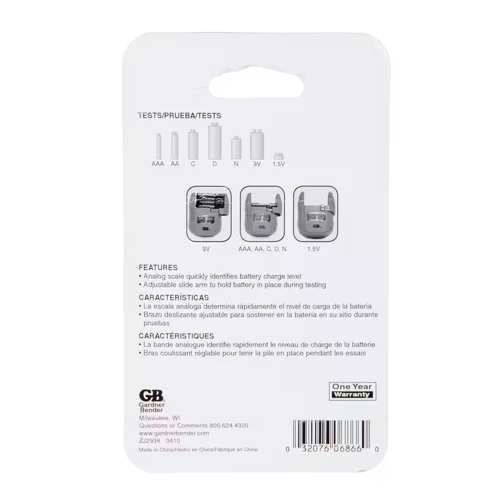 NEW Easy to Read Battery Tester for D, C, AAA, AA 9-Volt Adjustable for Sizes