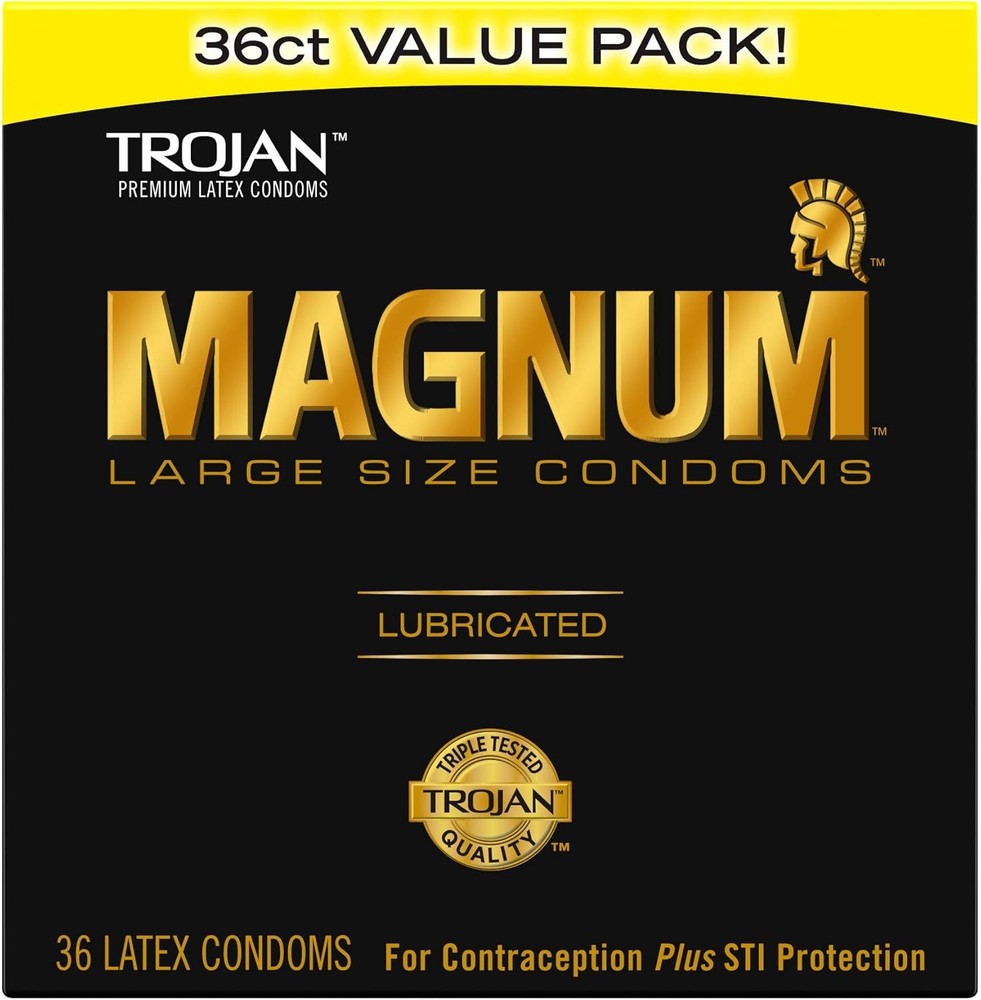 TROJAN Magnum Lubricated Large Condoms, Comfortable and Smooth Lubricated, Ameri