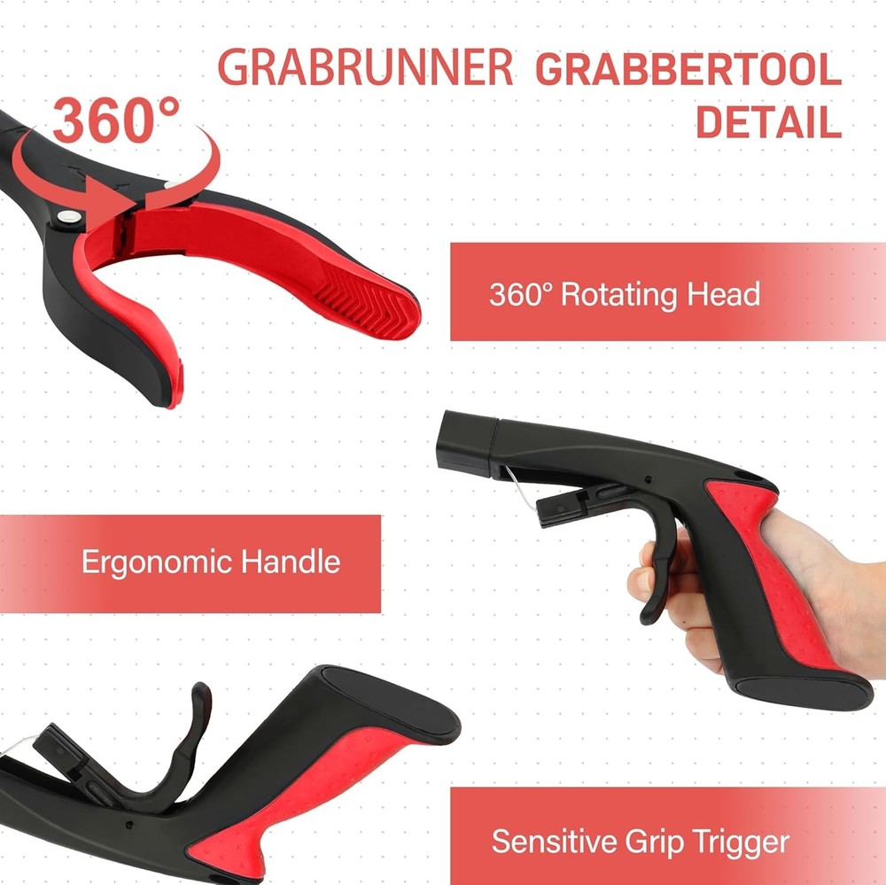 Foldable Grabber Tool, 32" Long Arm Extender Rotating Trash Picker Assist Tool