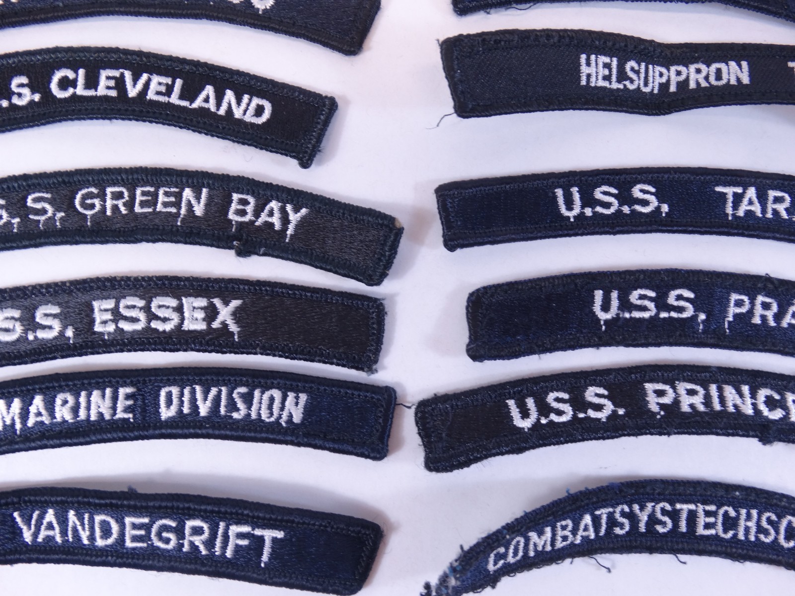 Lot of 28 - US NAVY SHOULDER STRIP TAB Rocker Patches USS Military USA America