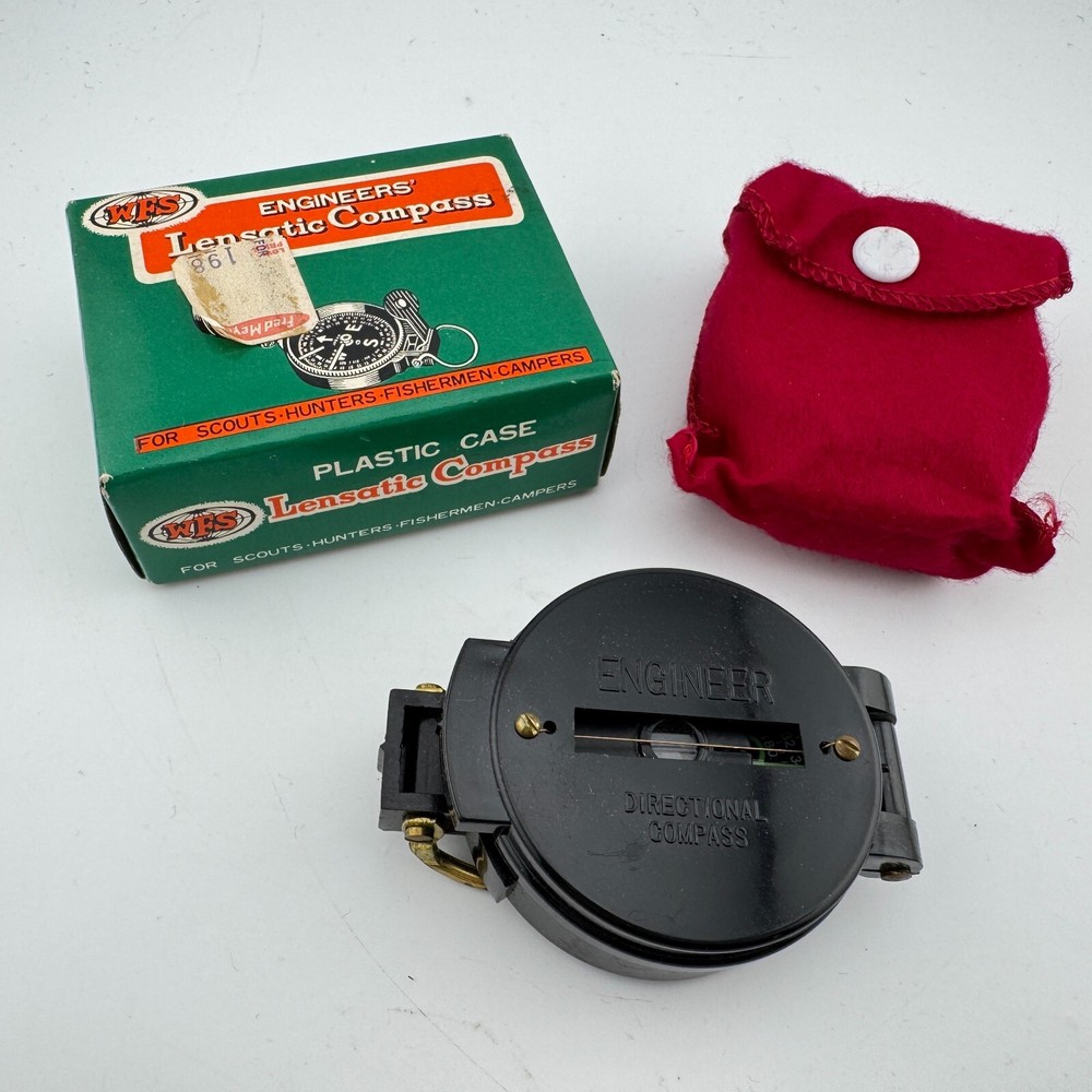 WFS Engineers' Lensatic Compass w/ Box & Bag - No 111