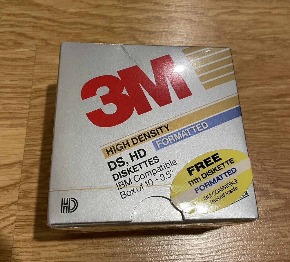 3M High Density 3.5" Diskettes 10 Pack IBM Formatted DS HD Floppy Disks Sealed