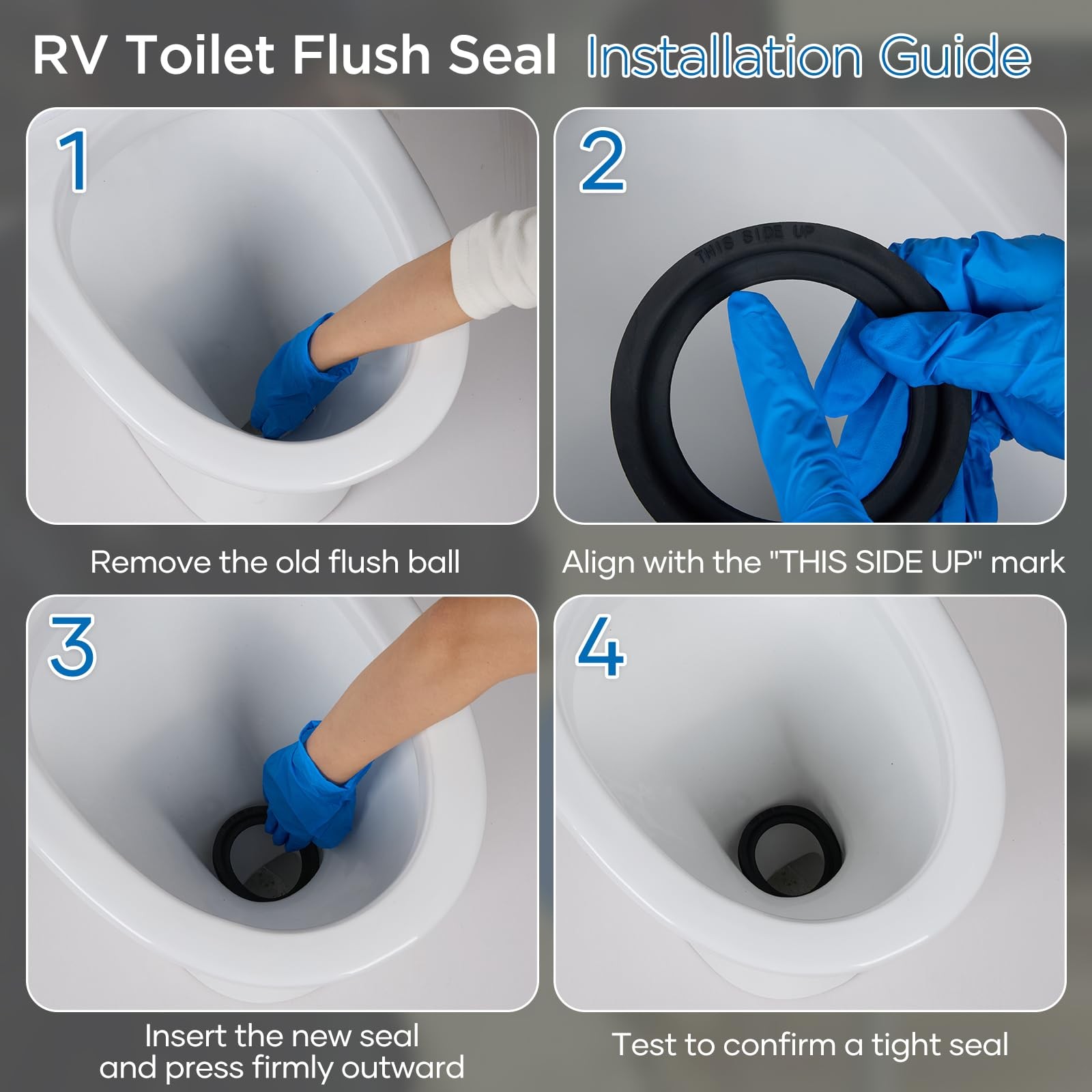 2 Pack RV Toilet Seal for Dometic 300/310/320 Toilets, Leak-Proof & BLACK