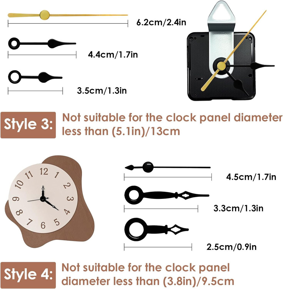 3PCS Clock Mechanism Replacement Kit Quartz Clock Movement with 8 Clock Hands
