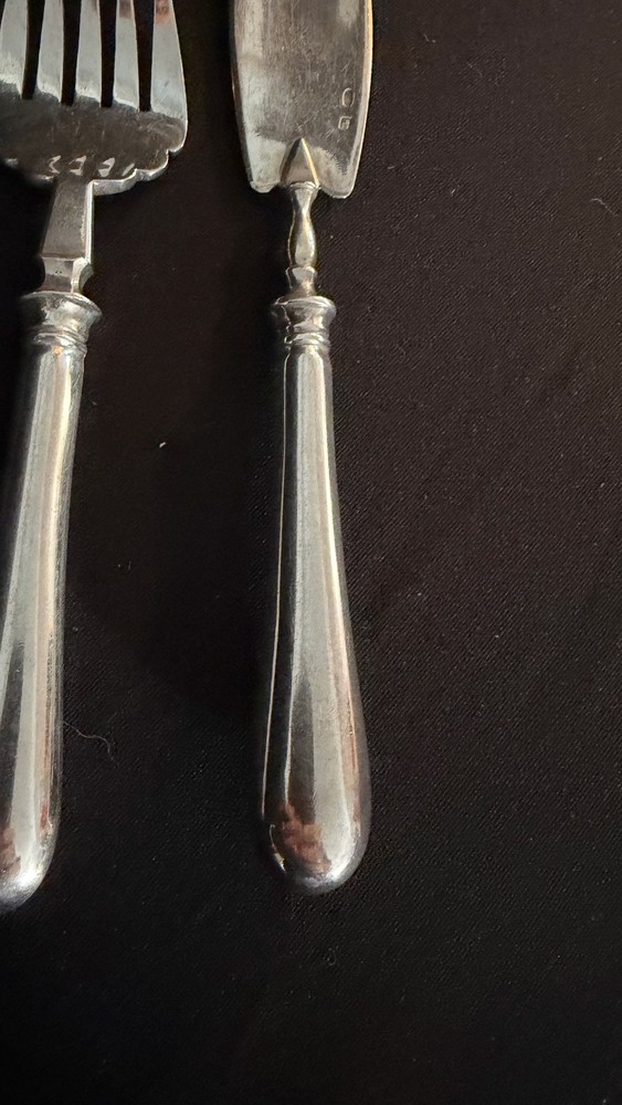 Antique Russian 84 Silver Pastry Server and Fork Set. Solid Silver 875 fine