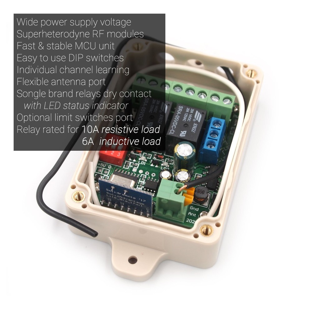 Solidremote 12V - 24V Secure Wireless Rf Remote Control Relay Switch Univers...