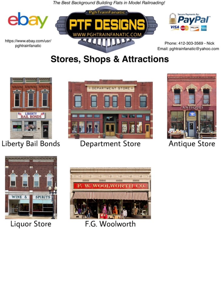 HO Scale ANTIQUE STORE - Building Flat/ front w/LED - scratch built
