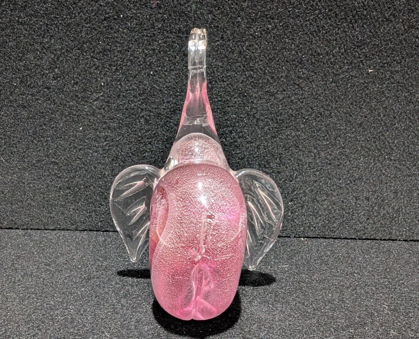 New glass elephant figurine Clear/ Pink