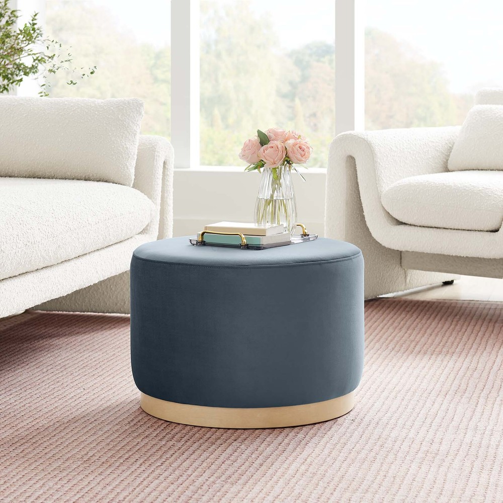 Modway Large 23" Round Performance Velvet Upholstered Ottoman