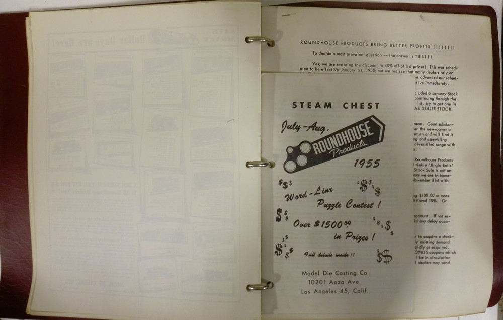 Roundhouse Model Die Casting 1956 Data Book Sheets & Binder