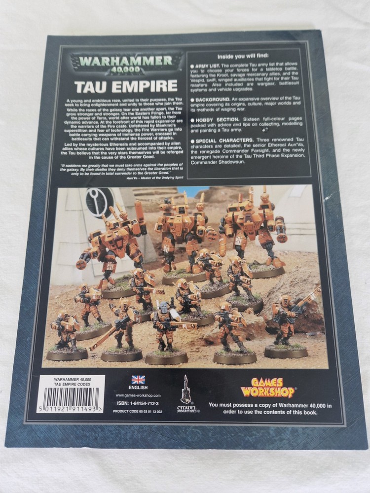 Warhammer 40k Tau Empire Codex Games Workshop 2005 OOP Collectable VGC