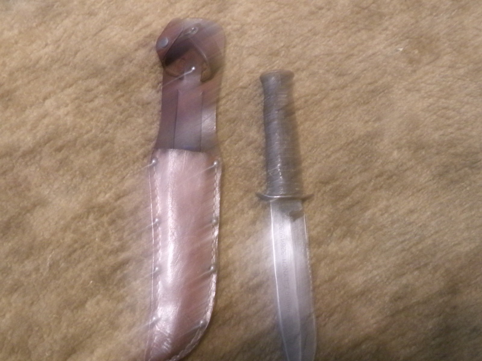 Vintage WWII Queen City Fighting Knife & Leather Sheath Nice