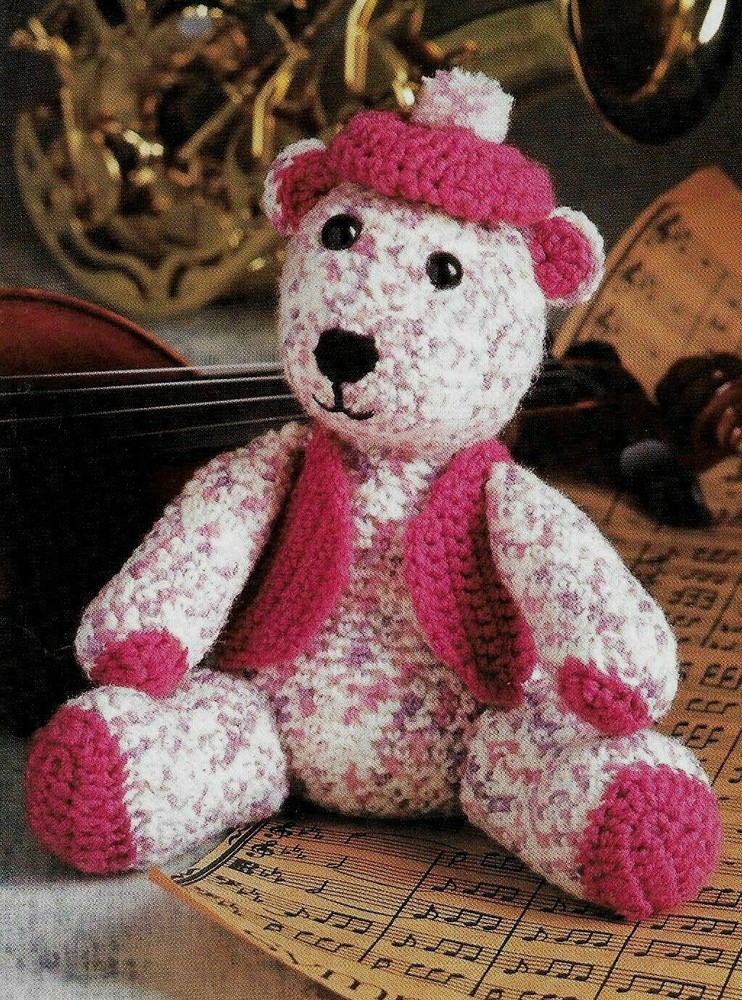 RAGTIME TEDDY BEAR STUFF ANIMAL TOY DIGEST SIZE CROCHET PATTERN INSTRUCTIONS