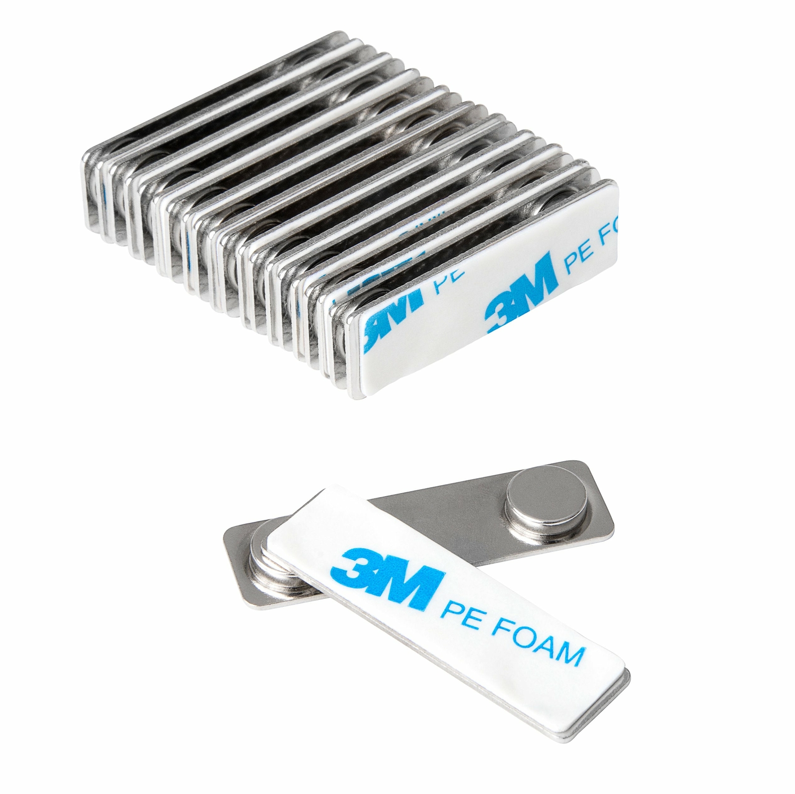 Magnetic Name Tag/ID Badge Holder with Adhesive Front (Silver) (10 Sets)