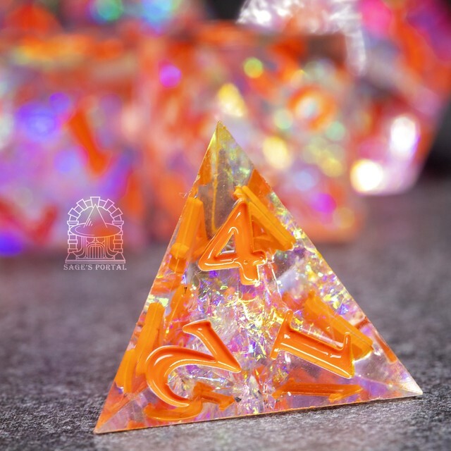 Sage's Crystals - Summer Sharp Edge Resin Polyhedral Dice Set DnD RPG