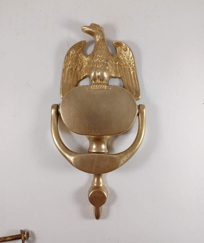 Vintage Solid Brass Eagle Door Knocker, 8" X 4" U.S.A