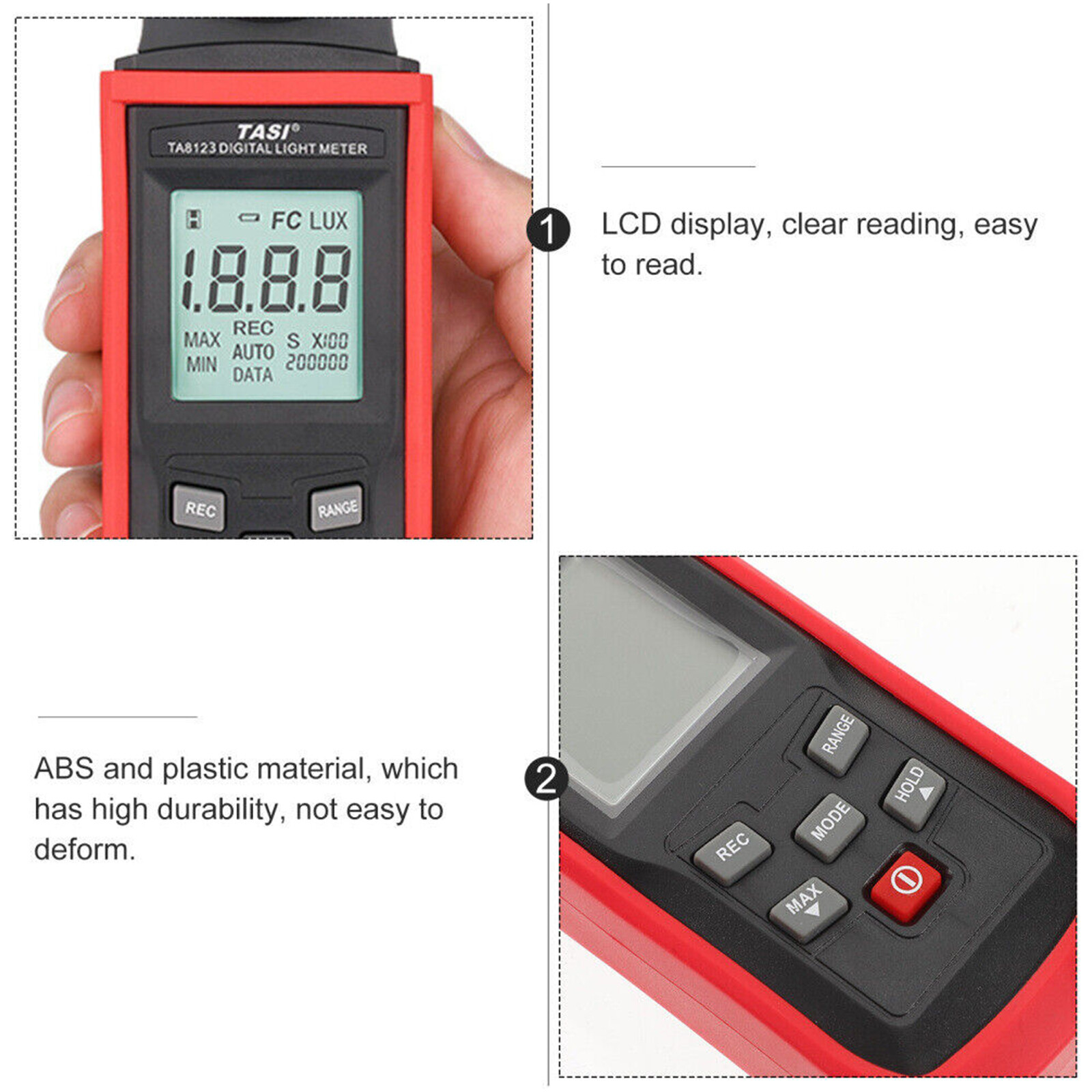 Light Meter Portable Par Meter for Led Grow Lights Recording Light Meter Gauge