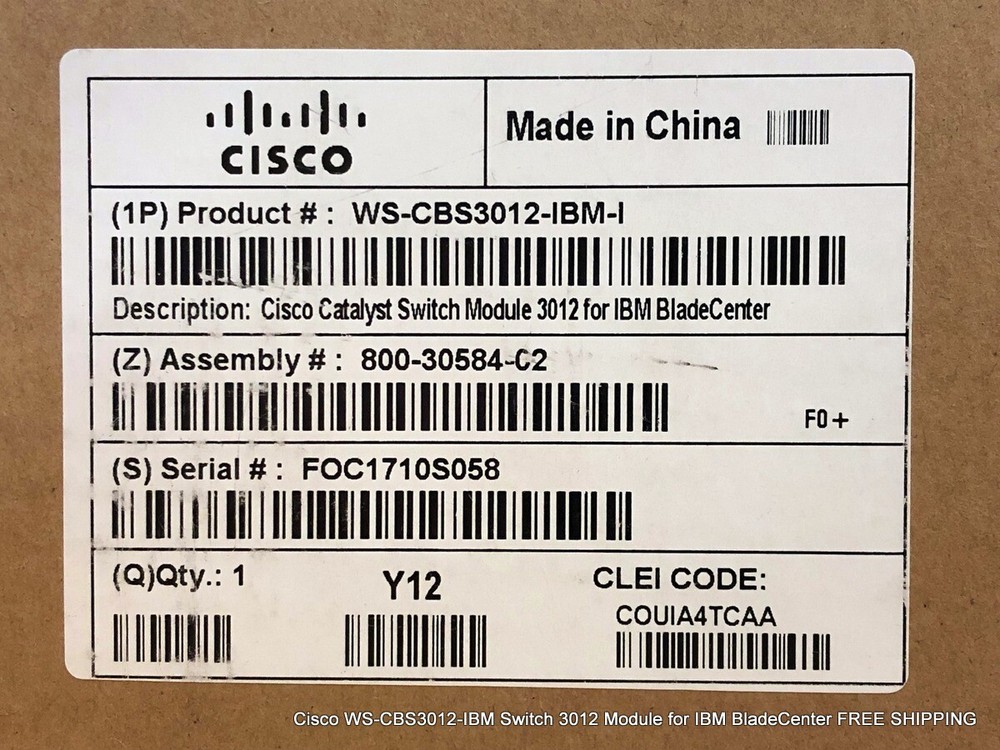 Cisco WS-CBS3012-IBM Switch 3012 Module for IBM BladeCenter FREE SHIPPING
