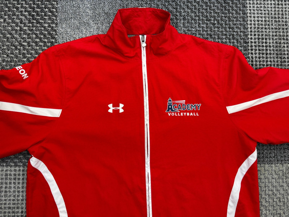 Under Armour Red Full Zip Jacket Size M White Stripes Performance Activewear