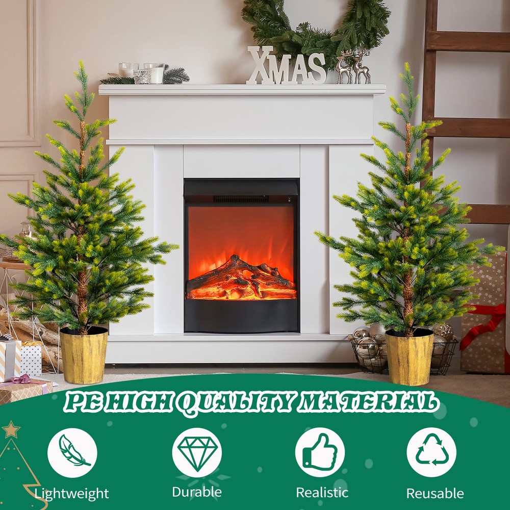 2 Pack 4 FT Dual Tone Artificial Christmas Tree with Pot Stand