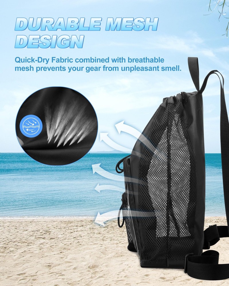 Mesh Swim Bag Drawstring Backpack Beach Backpack for Swimming, Pool, Gym, and...