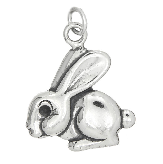 Sterling Silver Big Bunny Rabbit Charm or Pendant
